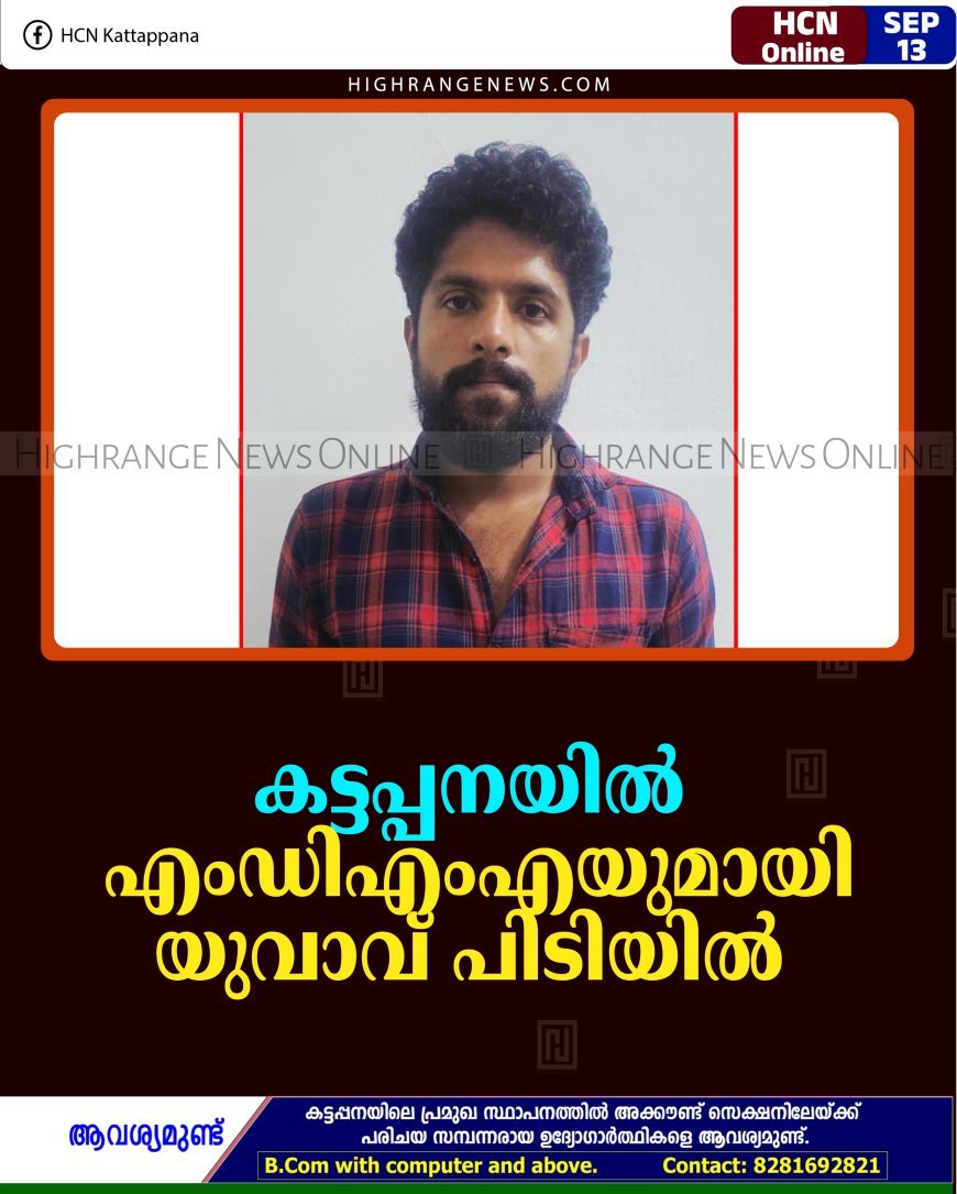 കട്ടപ്പനയില്‍ എംഡിഎംഎയുമായി യുവാവ് പിടിയില്‍