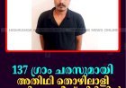 137 ഗ്രാം ചരസുമായി അതിഥി തൊഴിലാളി കുമളി പൊലീസ് പിടിയില്‍  