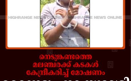 നെടുങ്കണ്ടത്തെ മലഞ്ചരക്ക് കടകള്‍ കേന്ദ്രീകരിച്ച് മോഷണം: മൈലാടുംപാറ സ്വദേശി അറസ്റ്റില്‍
