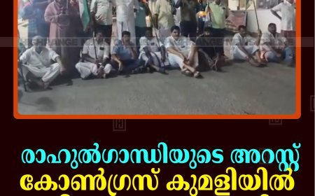 രാഹുല്‍ഗാന്ധിയുടെ അറസ്റ്റ്: കോണ്‍ഗ്രസ് കുമളിയില്‍ ദേശീയപാത ഉപരോധിച്ചു 