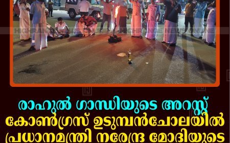 രാഹുല്‍ ഗാന്ധിയുടെ അറസ്റ്റ്: കോണ്‍ഗ്രസ് ഉടുമ്പന്‍ചോലയില്‍ പ്രധാനമന്ത്രി നരേന്ദ്ര മോദിയുടെ കോലം കത്തിച്ചു 