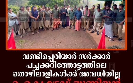വണ്ടിപ്പെരിയാര്‍ സര്‍ക്കാര്‍ പച്ചക്കറിത്തോട്ടത്തിലെ തൊഴിലാളികള്‍ക്ക് അവധിയില്ല: ഐക്യ ട്രേഡ് യൂണിയന്‍ ധര്‍ണ നടത്തി