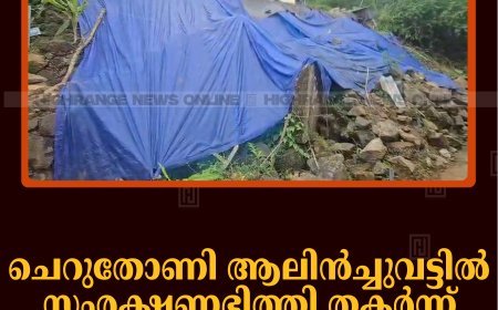 ചെറുതോണി ആലിന്‍ച്ചുവട്ടില്‍ സംരക്ഷണഭിത്തി തകര്‍ന്ന് വീട് അപകടാവസ്ഥയില്‍ 