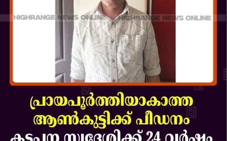 പ്രായപൂര്‍ത്തിയാകാത്ത ആണ്‍കുട്ടിക്ക് പീഡനം: കട്ടപ്പന സ്വദേശിക്ക് 24 വര്‍ഷം കഠിനതടവും 60,000 രൂപ പിഴയും