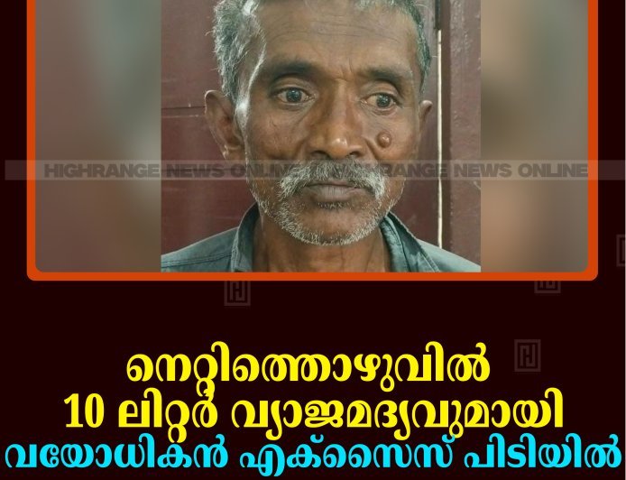 നെറ്റിത്തൊഴുവില്‍ 10 ലിറ്റര്‍ വ്യാജമദ്യവുമായി വയോധികനെ എക്‌സൈസ് പിടികൂടി