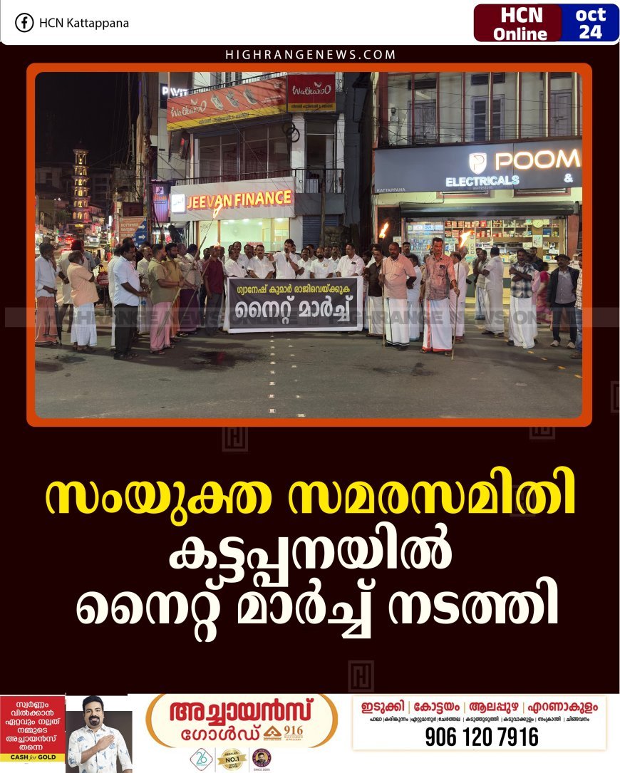 സംയുക്ത സമരസമിതി കട്ടപ്പനയില്‍ നൈറ്റ് മാര്‍ച്ച് നടത്തി